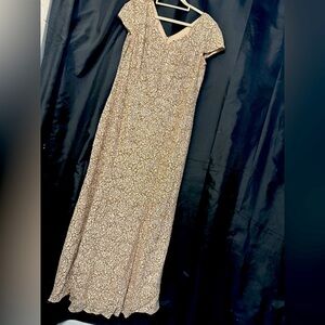 Alex Evenings Women's dress Long V Neck Fit and Flare Rose glod Sz#14 W